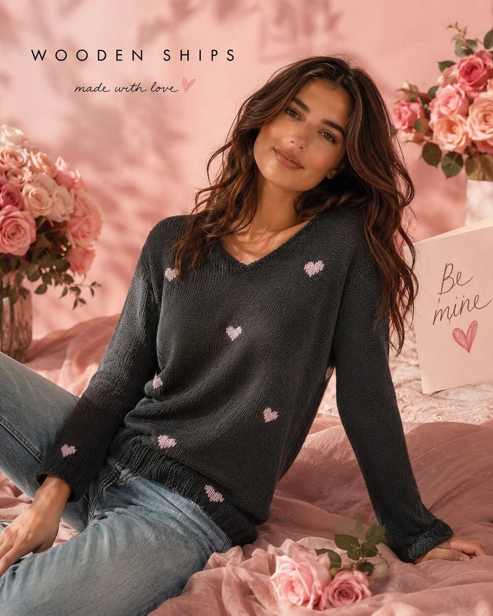 Wooden Ships Candy Hearts Mohair Wool Sweater Valentine Cozycore RARE Size XS
